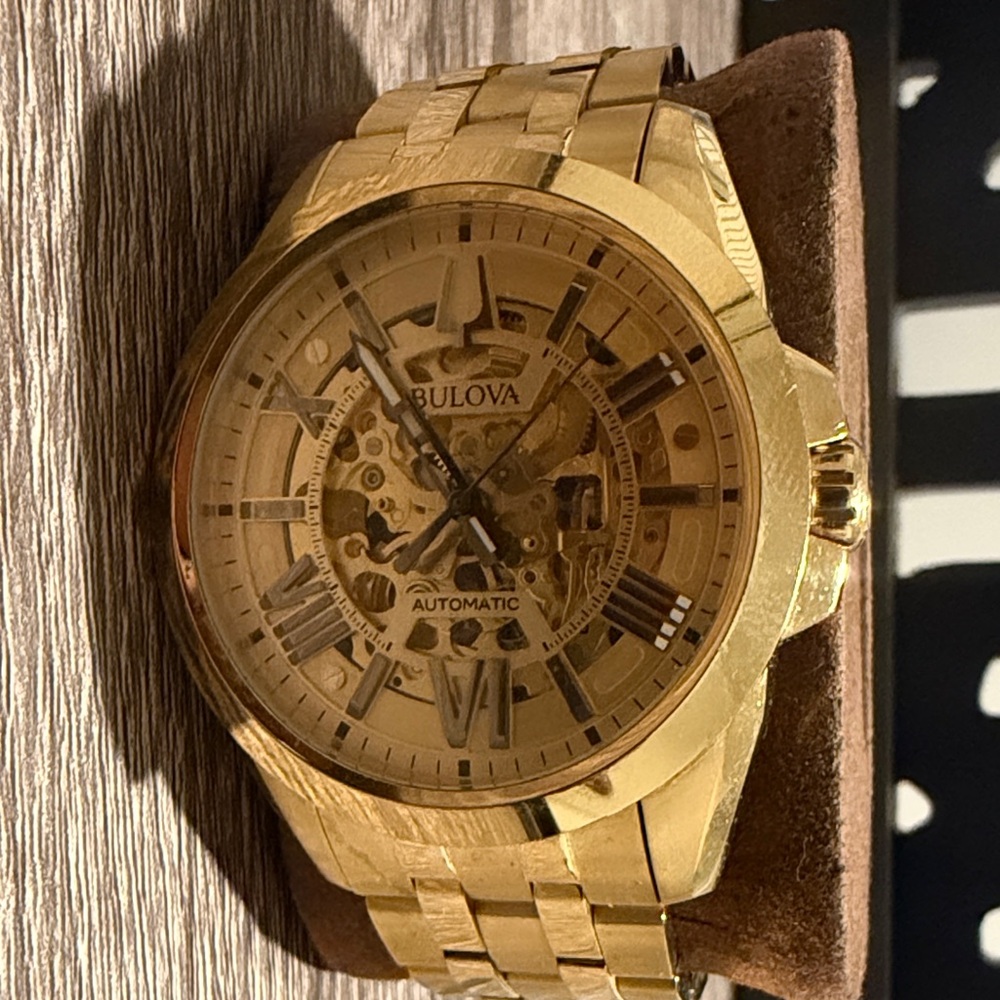 Bulova Gold Skeleton Dial Watch